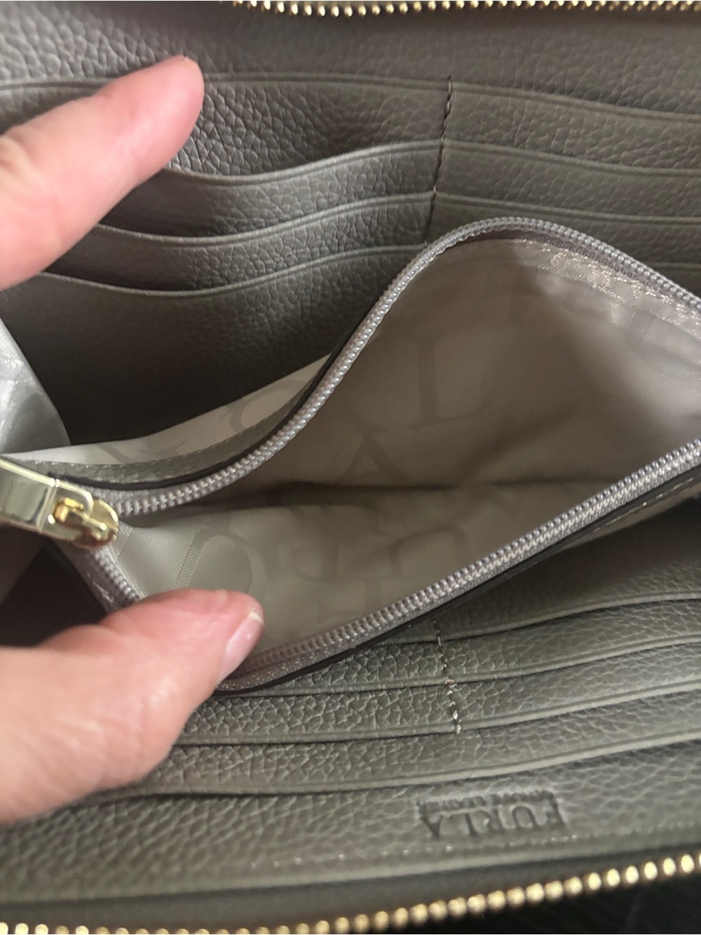 Furla Light gray  Pebbled Zip-Around Wallet with Gold Logo - Picture 11 of 14